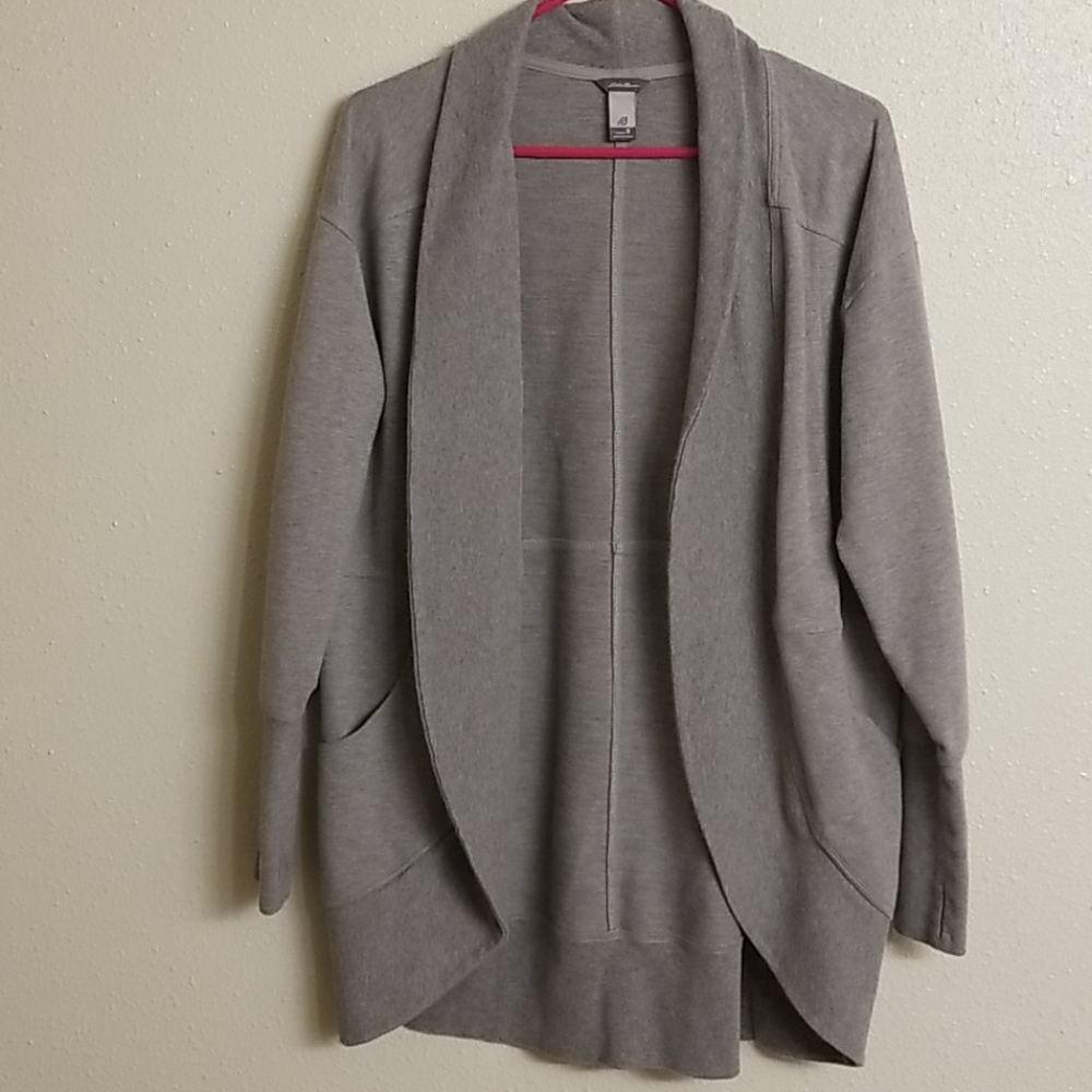 Eddie Bauer Long Light Gray Cardigan